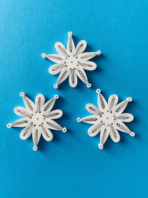 Set Of 3 Stars - Christmas Tree Ornament Quilled Snowflake Star Quilling -Paper Eco Friendly Gifts - image 1