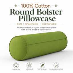 Round Shaped Bolster Pillowcase Long Body Support Orthopedic 100% Cotton Pillow Cover in 3 Sizes