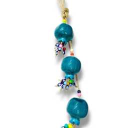 Red Ceramic Pomegranate Evil Eye Wall Hanging Mediterranean Decor, Good Luck Charm - thumbnail 3