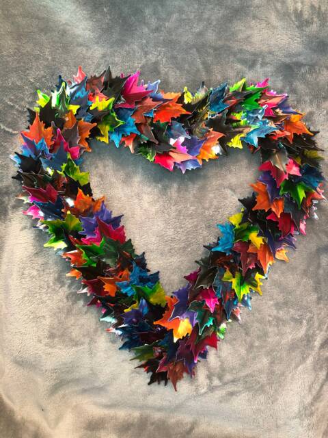 Handmade, Upcycled Drinks Can, Heart, Leaf, Metal, Wreath, Wall Hanging, Gift, Home Decor, Autumnal - image 1