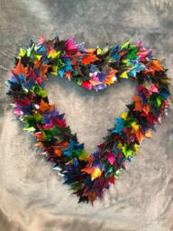 Handmade, Upcycled Drinks Can, Heart, Leaf, Metal, Wreath, Wall Hanging, Gift, Home Decor, Autumnal - thumbnail 1
