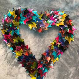 Handmade, Upcycled Drinks Can, Heart, Leaf, Metal, Wreath, Wall Hanging, Gift, Home Decor, Autumnal - thumbnail 3