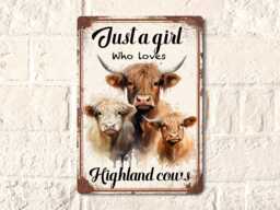 Highland Cow Metal Sign Rustic Farmhouse Decor - thumbnail 1