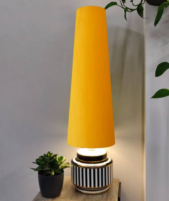 70cm Tall Sunflower Yellow Velvet Slim Cone Lampshade, Conical Fat Lamp Shade - image 1