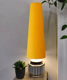 70cm Tall Sunflower Yellow Velvet Slim Cone Lampshade, Conical Fat Lamp Shade - thumbnail 1