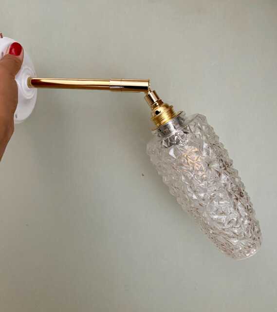 Vintage Tulip Wall Lamp in Diamond-Pointed Glass - image 1