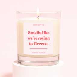 Greece Gifts - We're Going To Surprise Trip Reveal Candle Label - thumbnail 1