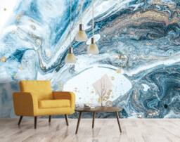 Blue Marble Texture Wallpaper, Swirl Wall Mural, Peel & Stick - thumbnail 1