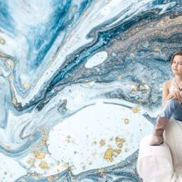Blue Marble Texture Wallpaper, Swirl Wall Mural, Peel & Stick - thumbnail 2