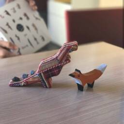 Wooden Animals, Fox, Dinosaur, Jurassic, Wooden Toys, Wool, Hand Painted, Handmade, Furniture, Design, Wood Sculptures, Fabric, Forest
