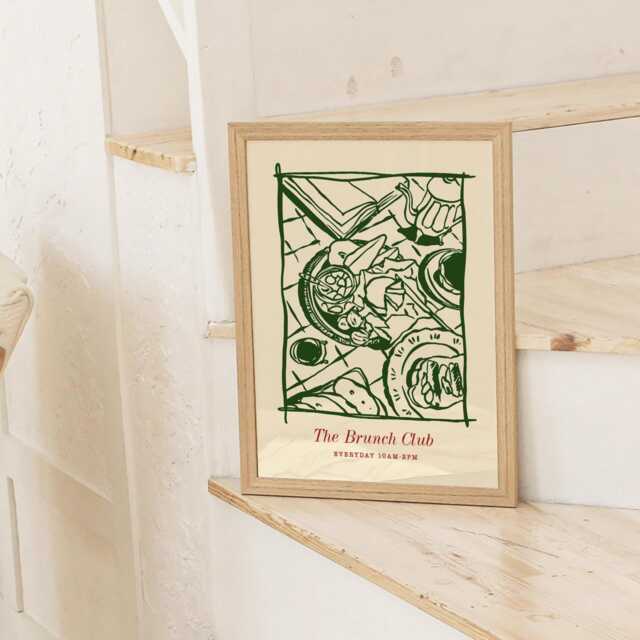 The Brunch Club Art Print, Green Kitchen Gallery, Dining Room Wall Art, Dinner Party Poster, Trendy Gallery Print - image 1