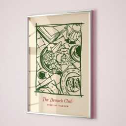 The Brunch Club Art Print, Green Kitchen Gallery, Dining Room Wall Art, Dinner Party Poster, Trendy Gallery Print - thumbnail 3