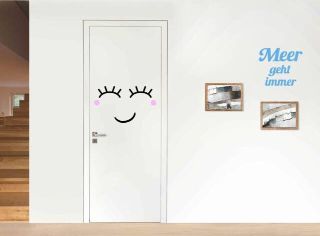 Door & Wall Decal Sleepy Eyes Size Xl in Black, Dark Grey, Lashes Stickers, Kids Room Decals, Nursery & Home Decor - image 1
