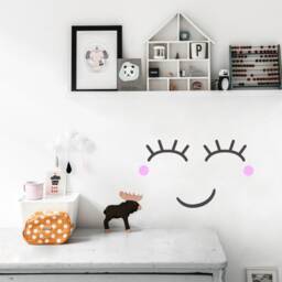 Door & Wall Decal Sleepy Eyes Size Xl in Black, Dark Grey, Lashes Stickers, Kids Room Decals, Nursery & Home Decor - thumbnail 2