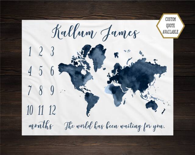 World Milestone Blanket Boy Monthly Growth Tracker Baby Shower Newborn Gift For Gender Neutral The Has Been Waiting You - image 1