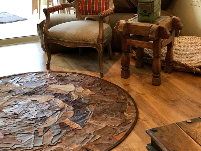 Circular Leather Rug 160 cm/5'3 Carpet Round Handmade Hand Decorative Floor Mat Carpet Rug Patch - image 1