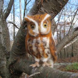 Mr. Eastern Screech Owl, Needle Felted Bird Fiber Art Sculpture