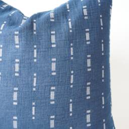 White Indigo Striped Pillow Cover - thumbnail 2