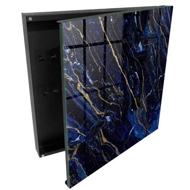Navy Blue Pattern Wall Mounted Key Cabinet, Box For Wall, Abstract Abstraction, Lovers Of Modern Elegance - image 1