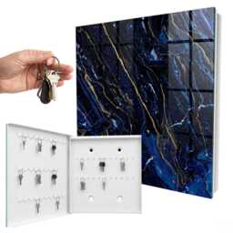 Navy Blue Pattern Wall Mounted Key Cabinet, Box For Wall, Abstract Abstraction, Lovers Of Modern Elegance - thumbnail 2