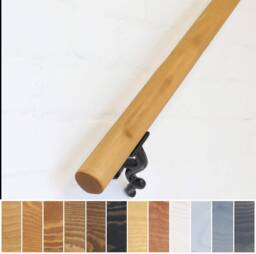 Handrail/Bannister Rail - Wood & Wrought Iron Timber Circular 5cm Main Image Dark Pine Irregular Design - thumbnail 1