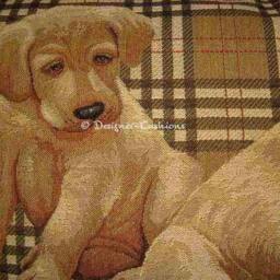 Labrador Puppies Check Oblong Tapestry Cushion Pillow Cover - thumbnail 3