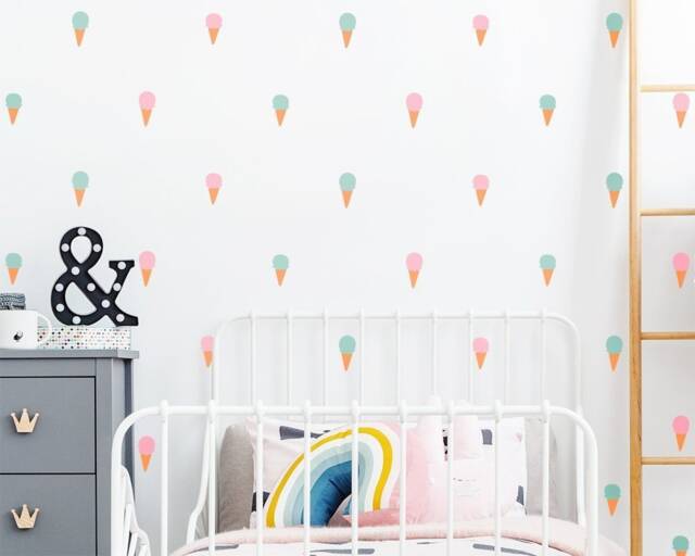 Ice Cream Cone Wall Decals - Colorful Decals, Nursery Kids Room Modern Stickers - image 1