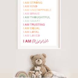 Positive Affirmation Print, Girls Bedroom Motivational Poster, Wall Art, Playroom Inspirational Prints, You Are Loved Print - thumbnail 3