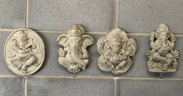 stone Garden Set Of 4 Ganesh Wall Plaque Ornaments - image 1