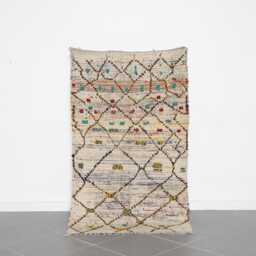 Handmade Berber Boucherouite Rug 6.5x3.9 Ft Vintage Moroccan Wool Carpet - thumbnail 1