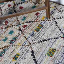 Handmade Berber Boucherouite Rug 6.5x3.9 Ft Vintage Moroccan Wool Carpet - thumbnail 2