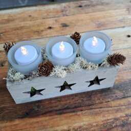 Rustic Wooden Candle Box With Stars - thumbnail 4