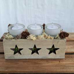 Rustic Wooden Candle Box With Stars - thumbnail 3
