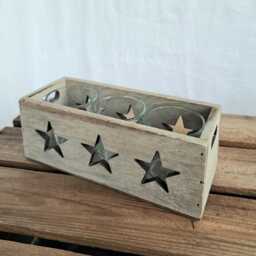 Rustic Wooden Candle Box With Stars - thumbnail 2