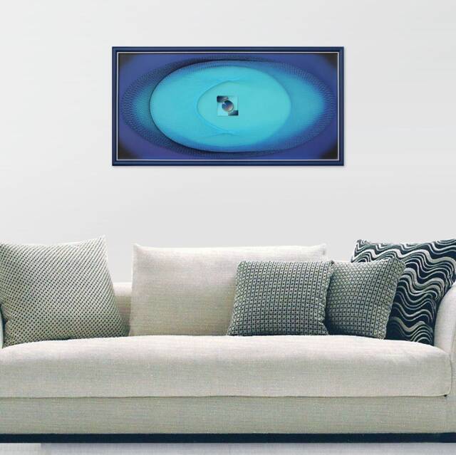 Ocean Blue String Art - Framed Geometric Nautical Wall Decor Abstract Calming Zen Artwork - image 1