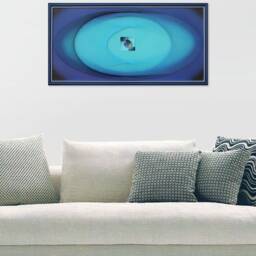 Ocean Blue String Art - Framed Geometric Nautical Wall Decor Abstract Calming Zen Artwork - thumbnail 3