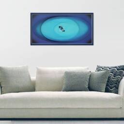Ocean Blue String Art - Framed Geometric Nautical Wall Decor Abstract Calming Zen Artwork - thumbnail 2