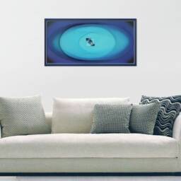 Ocean Blue String Art - Framed Geometric Nautical Wall Decor Abstract Calming Zen Artwork - thumbnail 1