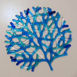 Fused Glass Coral Wall Decor, Blue Turquoise Sea Branching - thumbnail 3