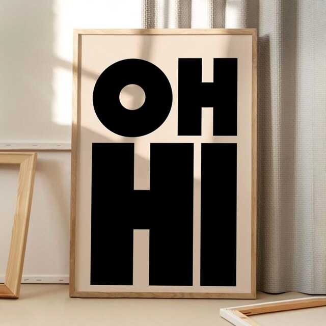 Oh Hi Quote Art Canvas Poster, Trendy Wall Art, Typography Aesthetic Decor, Retro Home Printed Gift - image 1