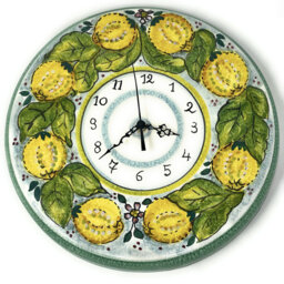 Italian Ceramic Wall Clock Decorated Lemons Hand Painted Made in Italy Tuscan Art Pottery - thumbnail 1