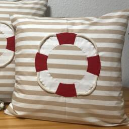 Country Style Cushion Cover Pillowcase Life Preserver Beige/Red 40x40cm - thumbnail 2