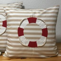 Country Style Cushion Cover Pillowcase Life Preserver Beige/Red 40x40cm - thumbnail 3