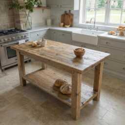 Rustic Kitchen Island With Reclaimed Wood Counter Height Table, Custom Farmhouse Wood, Handmade Table - thumbnail 2