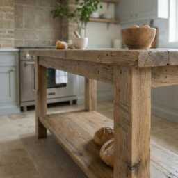 Rustic Kitchen Island With Reclaimed Wood Counter Height Table, Custom Farmhouse Wood, Handmade Table - thumbnail 3