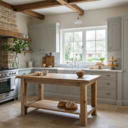 Rustic Kitchen Island With Reclaimed Wood Counter Height Table, Custom Farmhouse Wood, Handmade Table - thumbnail 1