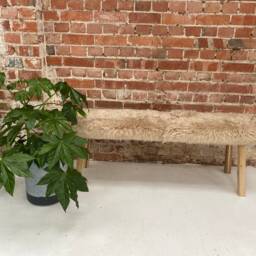 Light Brown Sheepskin Covered Bench, Genuine Sheepskin, Sheepskin Covered Bench, Furry Interior Decor Gift - thumbnail 4