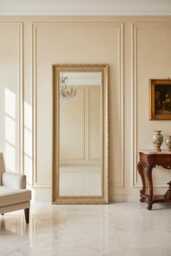 Classic Baroque Full Length Mirror Wall Antique Vintage Italian Dressing Victorian Silver Leaf Antique Made I N Italy - thumbnail 1