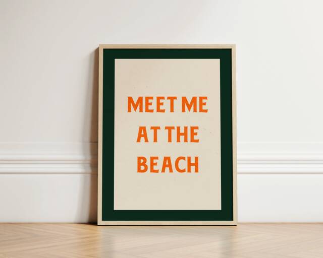 Meet Me At The Beach Print, House Coastal Wall Art, Living Decor, Summer Aesthetic Typography Poster, Unframed - image 1