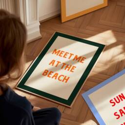 Meet Me At The Beach Print, House Coastal Wall Art, Living Decor, Summer Aesthetic Typography Poster, Unframed - thumbnail 3